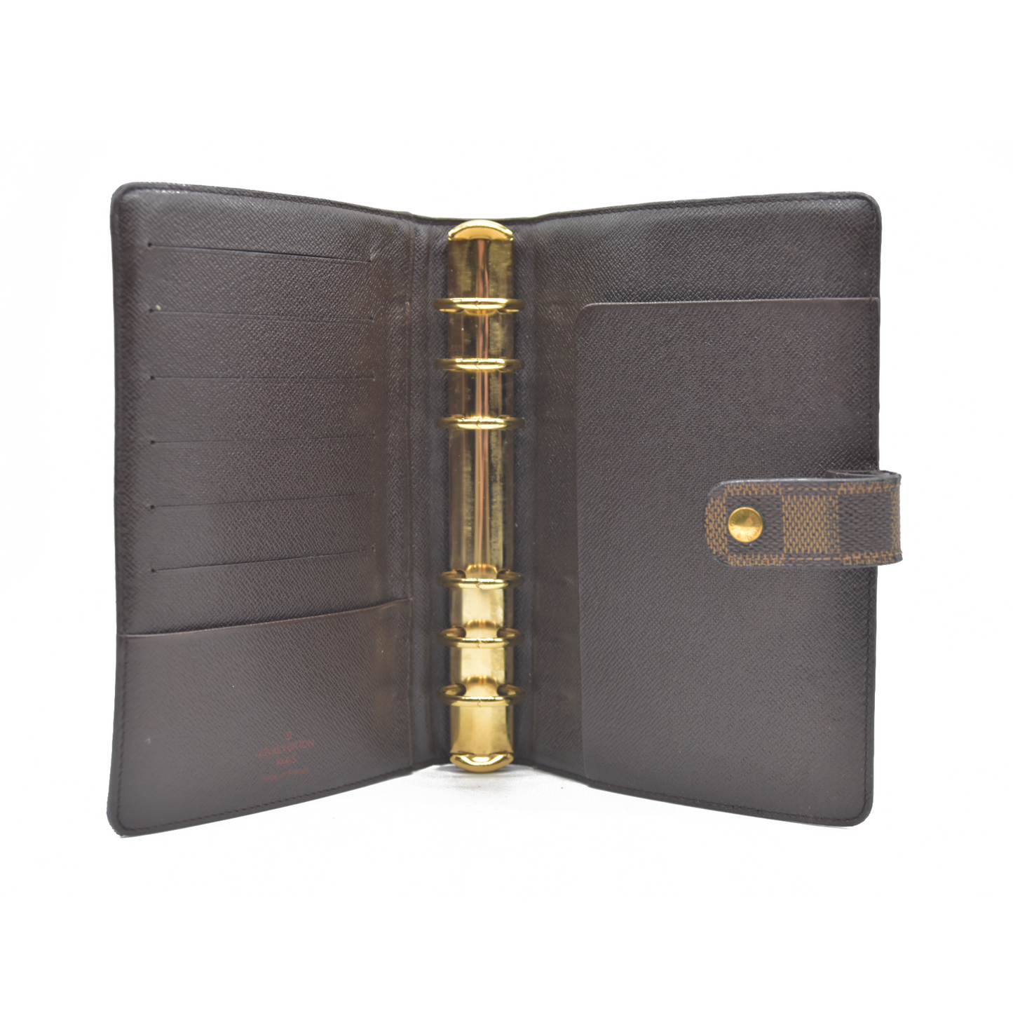 $755 Louis Vuitton Damier Ebene Medium Ring Agenda Cover Consignment NL SP0022 2002