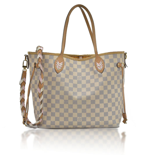 Louis Vuitton Damier Azur Braided Neverfull MM Tote