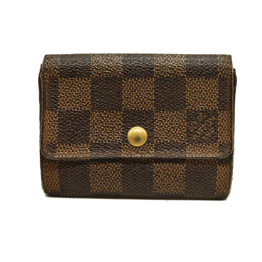 Louis Vuitton Damier Porte Monnaie Plat Coin Purse Wallet Brown MI0928