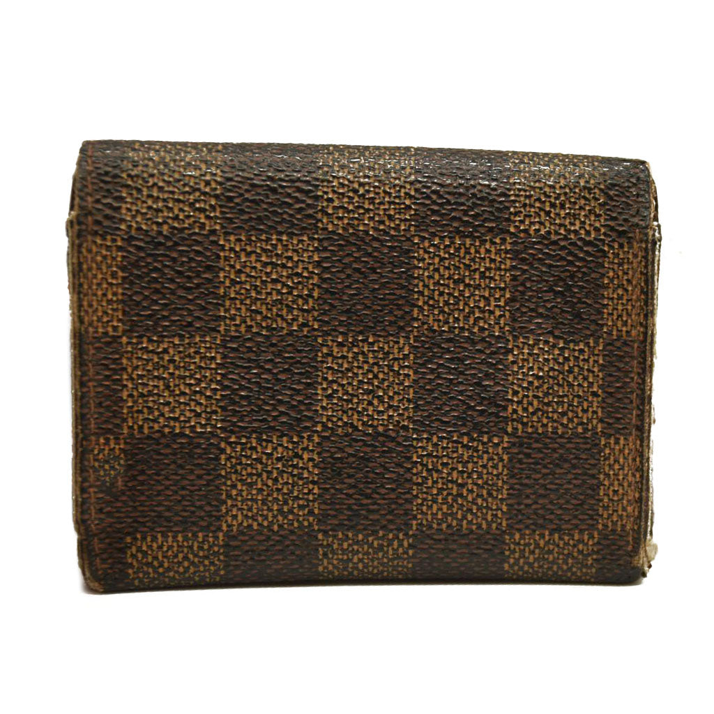 Louis Vuitton Damier Porte Monnaie Plat Coin Purse Wallet Brown MI0928