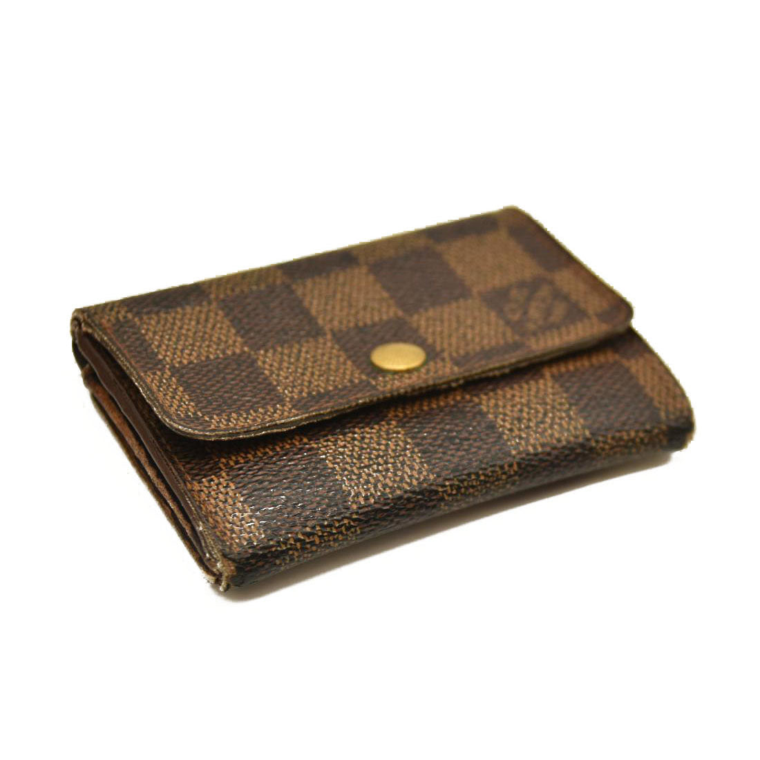 Louis Vuitton Damier Porte Monnaie Plat Coin Purse Wallet Brown MI0928