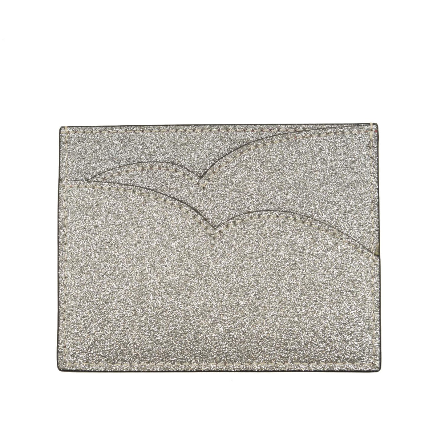 NEW Christian Louboutin Hot Chick Glitter Card Holder in Silver