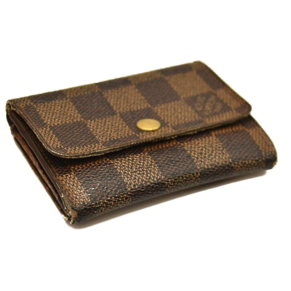 Louis Vuitton Damier Porte Monnaie Plat Coin Purse Wallet Brown MI0928