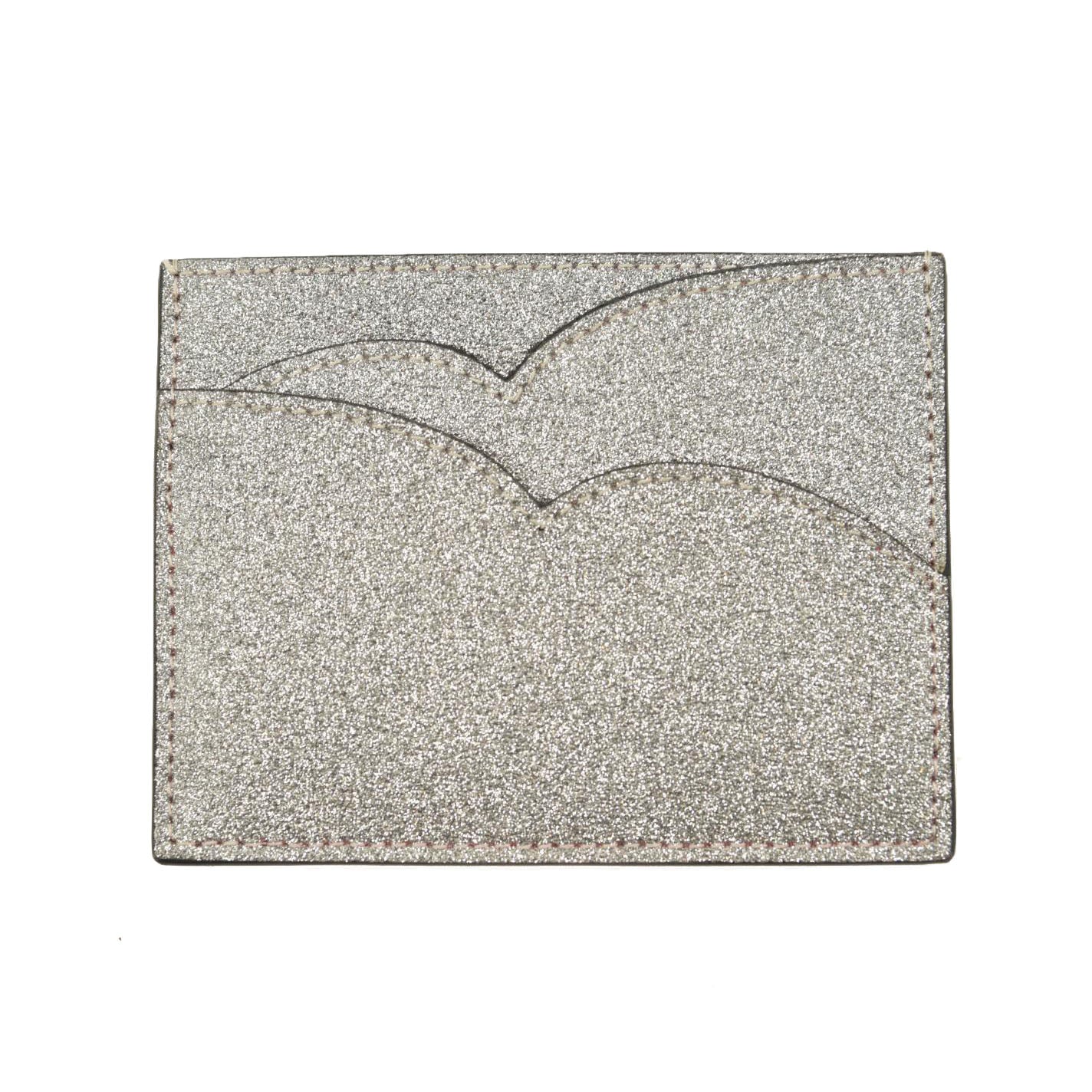 NEW Christian Louboutin Hot Chick Glitter Card Holder in Silver