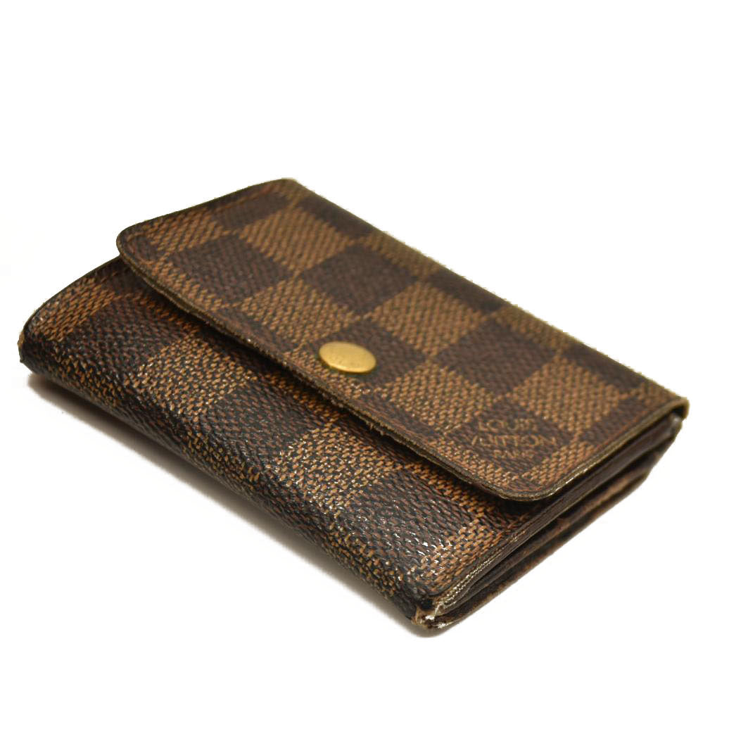 Louis Vuitton Damier Porte Monnaie Plat Coin Purse Wallet Brown MI0928