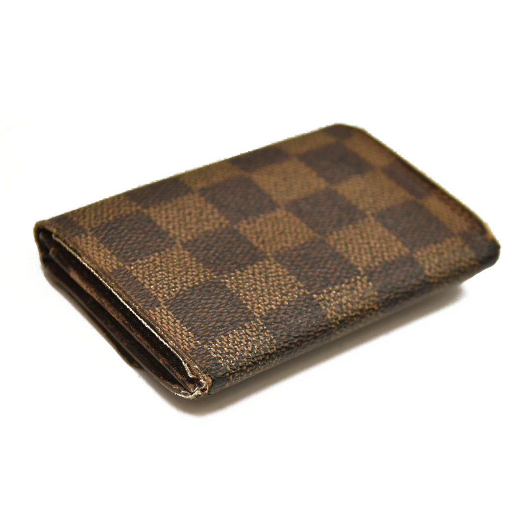Louis Vuitton Damier Porte Monnaie Plat Coin Purse Wallet Brown MI0928