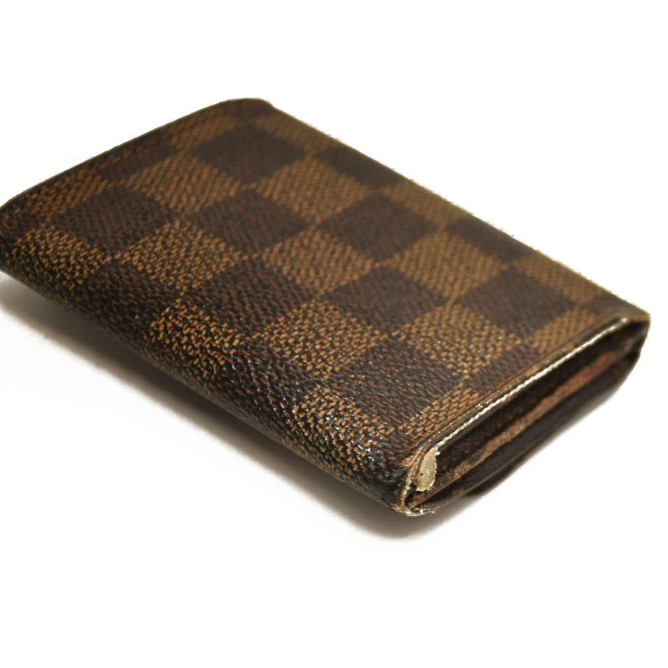 Louis Vuitton Damier Porte Monnaie Plat Coin Purse Wallet Brown MI0928