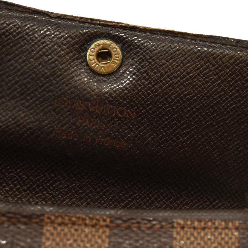Louis Vuitton Damier Porte Monnaie Plat Coin Purse Wallet Brown MI0928
