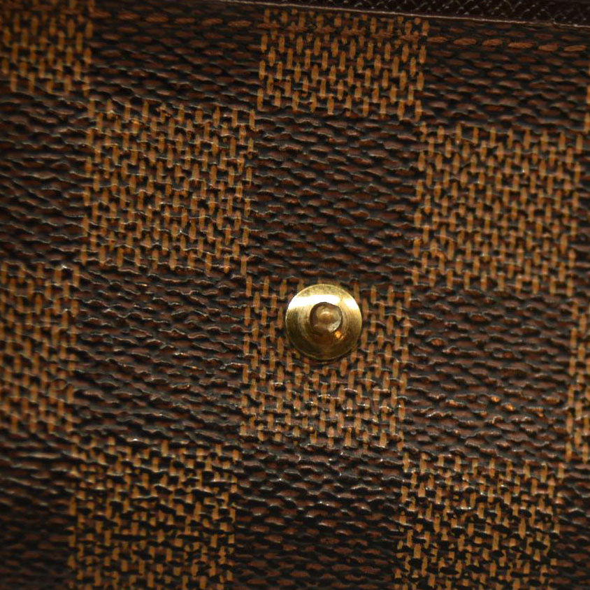 Louis Vuitton Damier Porte Monnaie Plat Coin Purse Wallet Brown MI0928