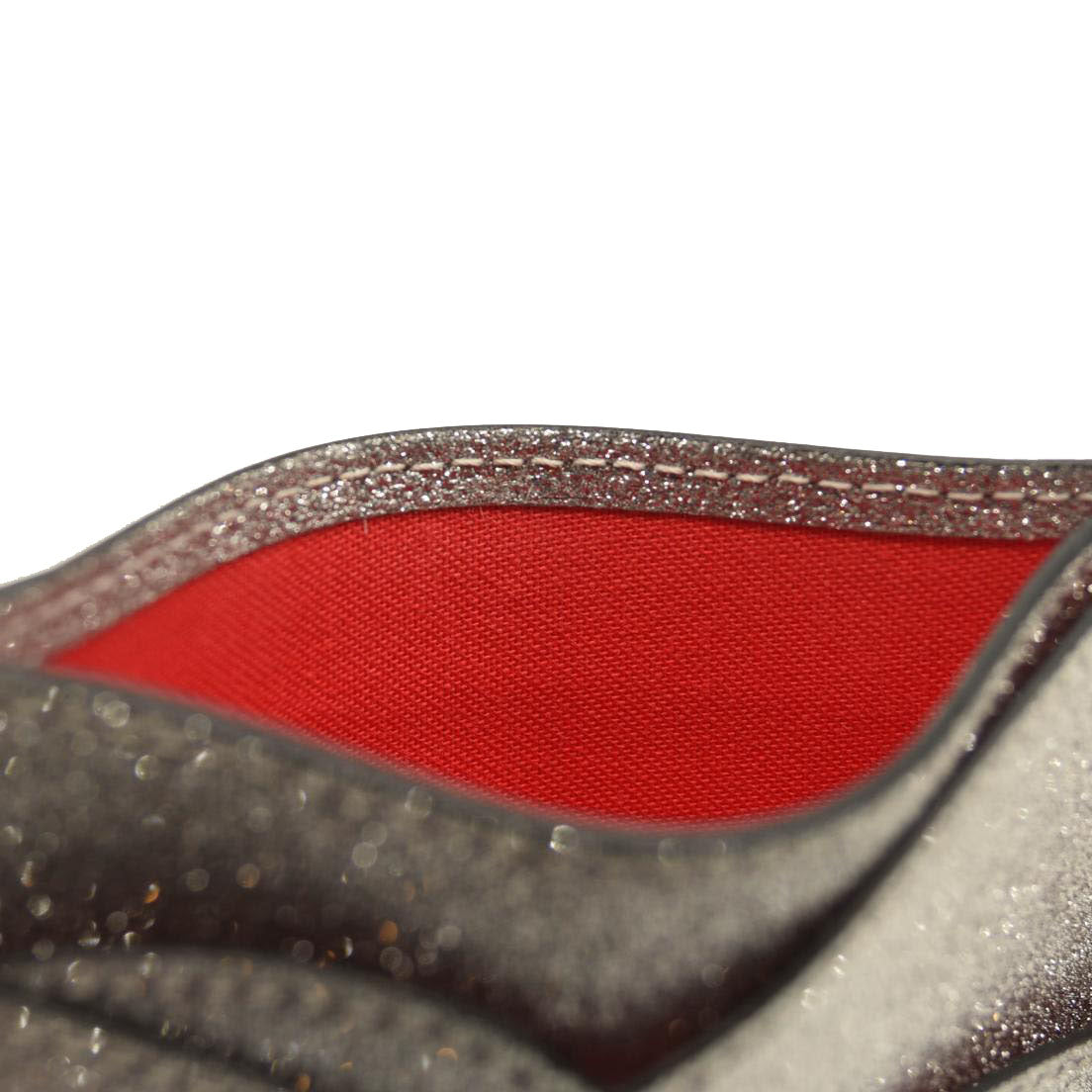NEW Christian Louboutin Hot Chick Glitter Card Holder in Silver