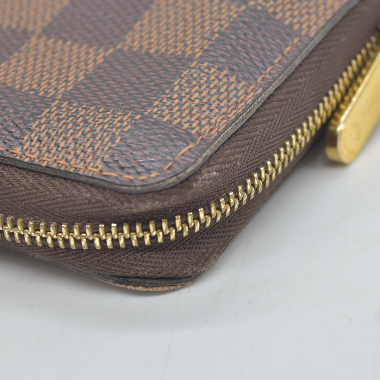 $560 2011 Louis Vuitton Damier Zippy Zip Coin Purse Wallet Brown SN5101