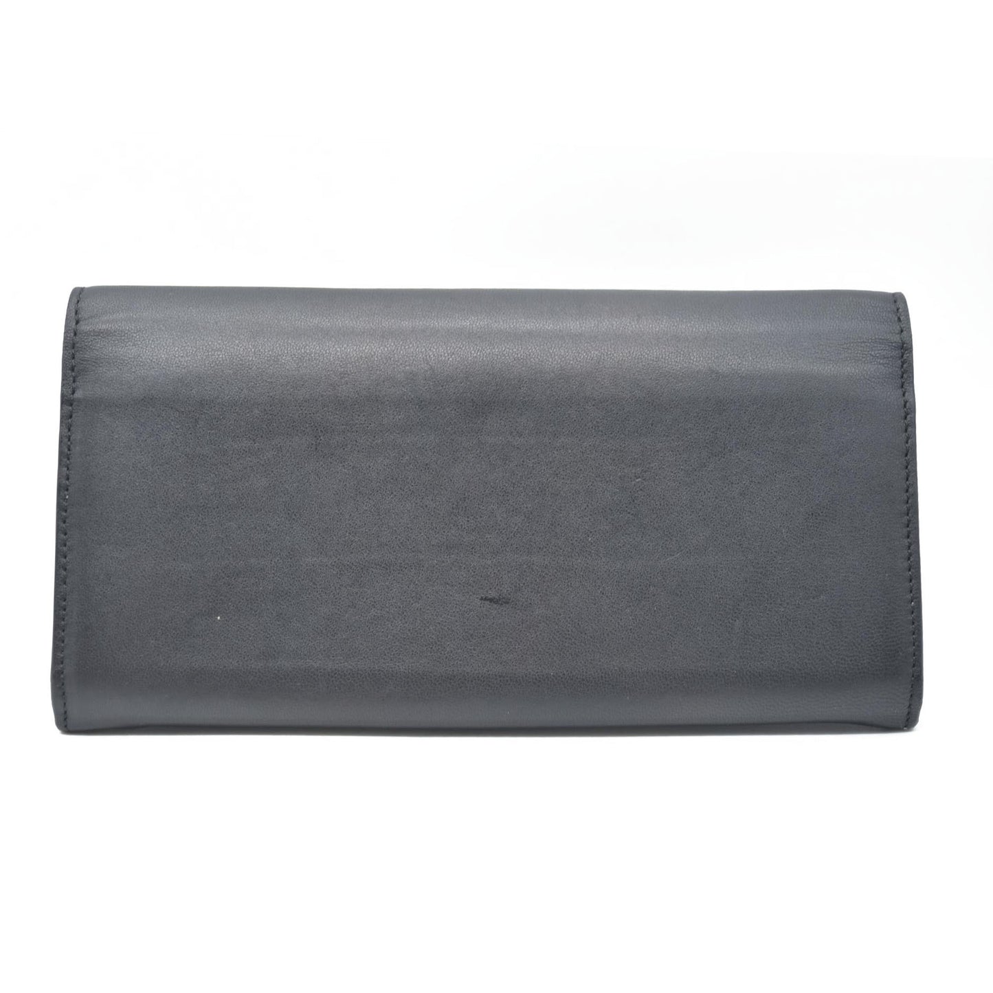 Chloe Ribbon Leather Long Bifold Wallet Purse Black