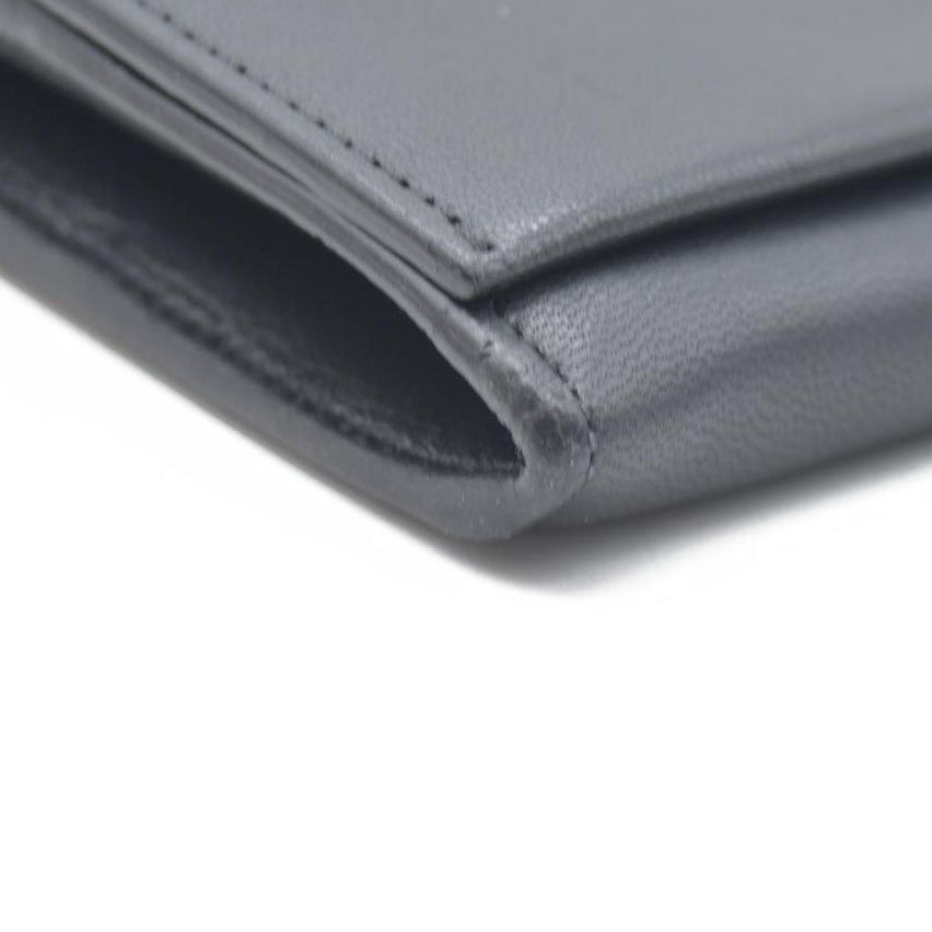 Chloe Ribbon Leather Long Bifold Wallet Purse Black