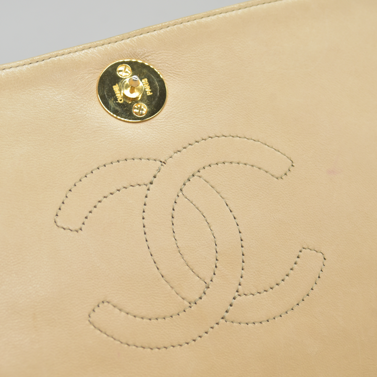 $3350 Chanel Timeless Classic Quilted Single Flap with 24K GHW Beige