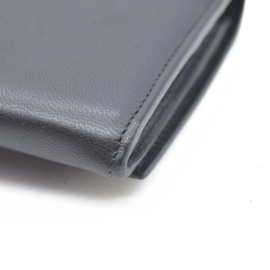 Chloe Ribbon Leather Long Bifold Wallet Purse Black