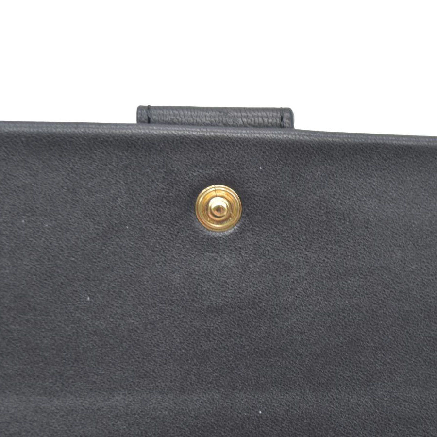 Chloe Ribbon Leather Long Bifold Wallet Purse Black
