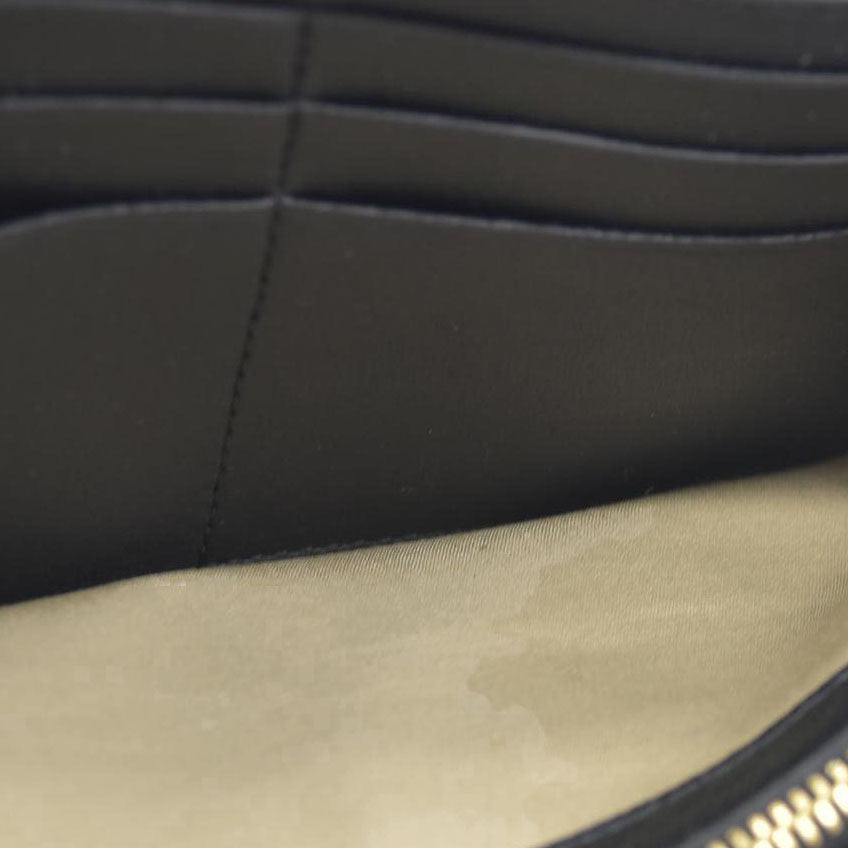 Chloe Ribbon Leather Long Bifold Wallet Purse Black