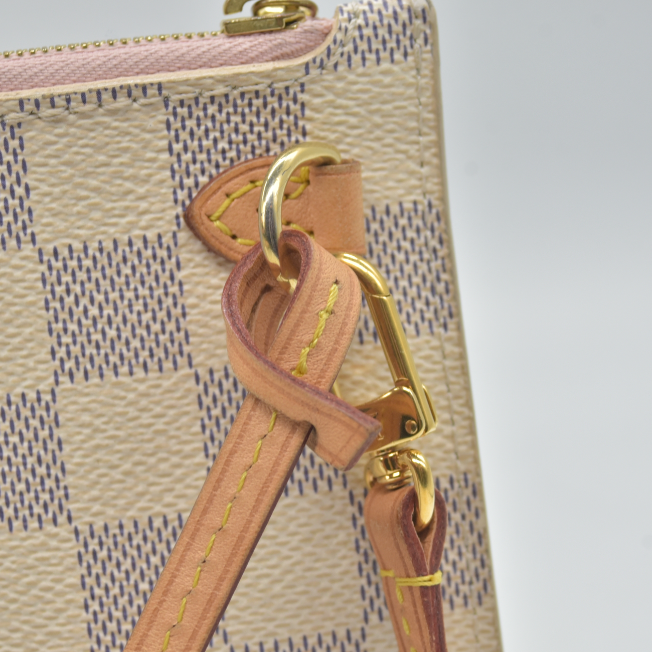 $600 2018 Louis Vuitton Damier Azur Neverfull MM GM Pochette Rose Ballerine FL4108