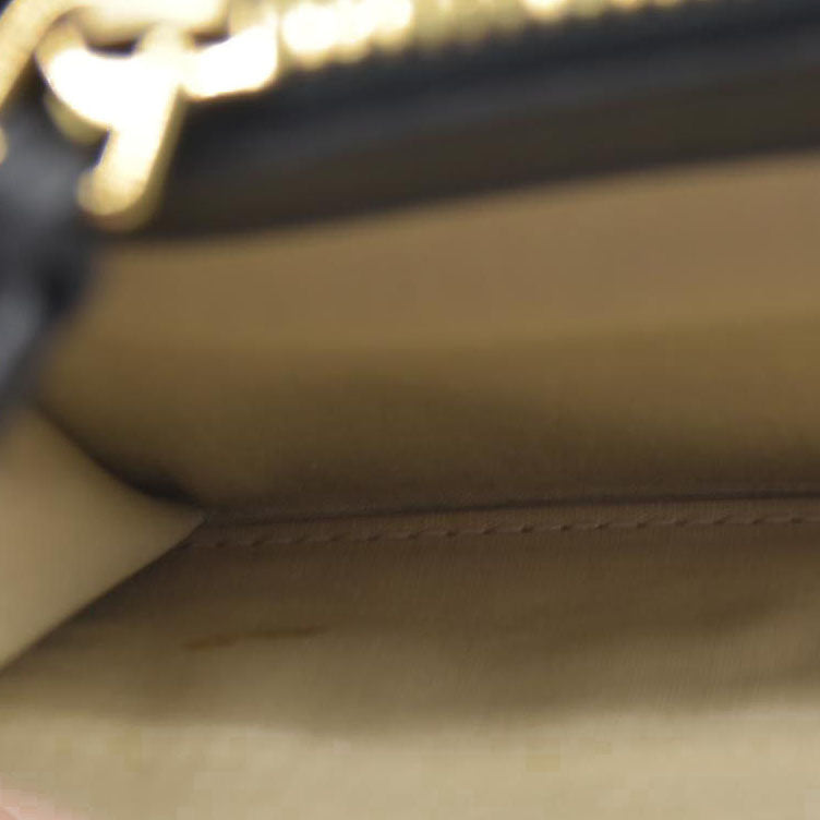 Chloe Ribbon Leather Long Bifold Wallet Purse Black