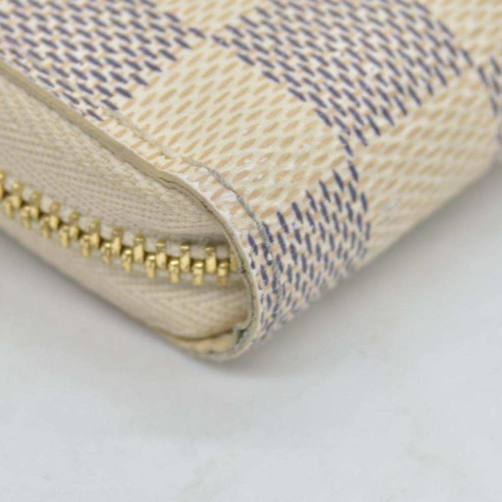 $560 2017 Louis Vuitton Damier Azur Zippy Zip Coin Purse Wallet White SN1117