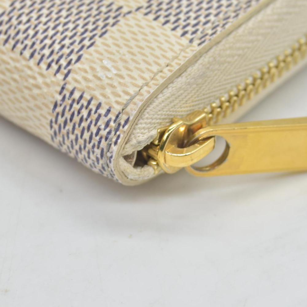 $560 2017 Louis Vuitton Damier Azur Zippy Zip Coin Purse Wallet White SN1117