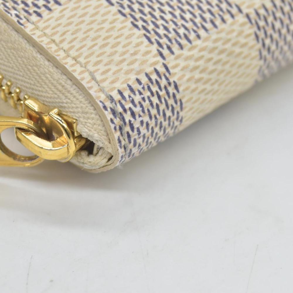 $560 2017 Louis Vuitton Damier Azur Zippy Zip Coin Purse Wallet White SN1117