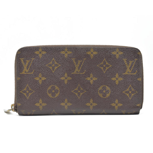 $915 Louis Vuitton Monogram Zippy Zip Around Long Wallet Purse Brown SP0028