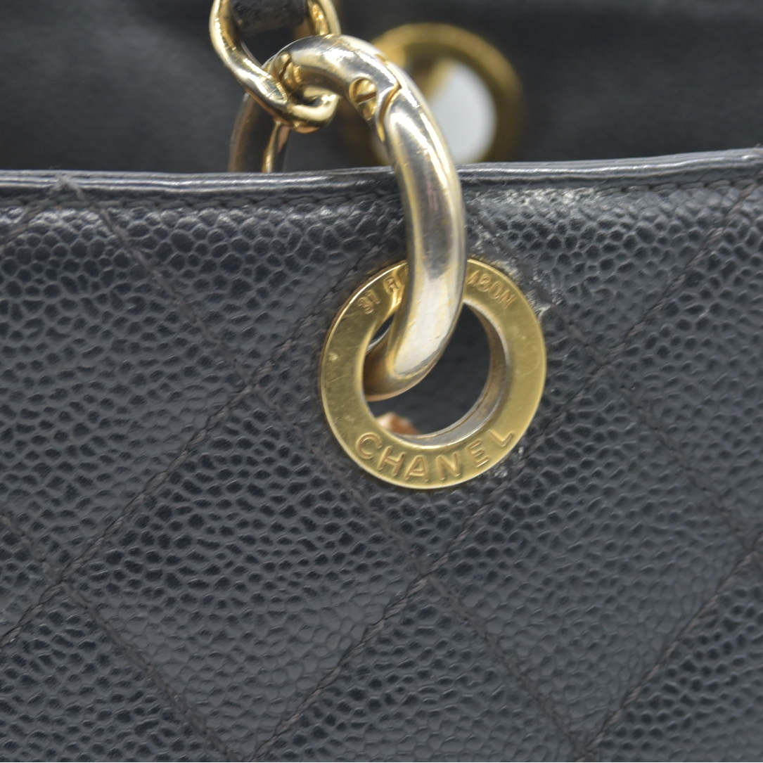 $2900 2010 Chanel Grand Shopping Tote (GST) Black Caviar