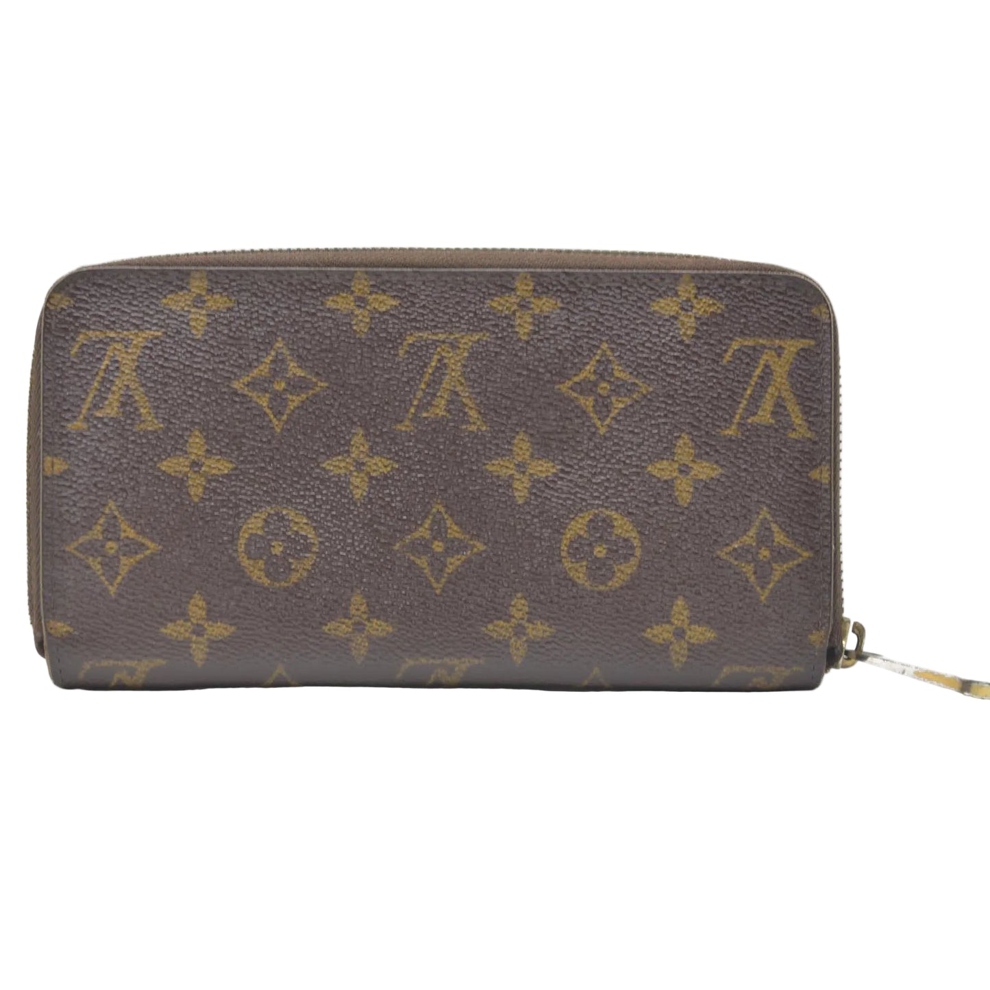 $915 Louis Vuitton Monogram Zippy Zip Around Long Wallet Purse Brown SP0028