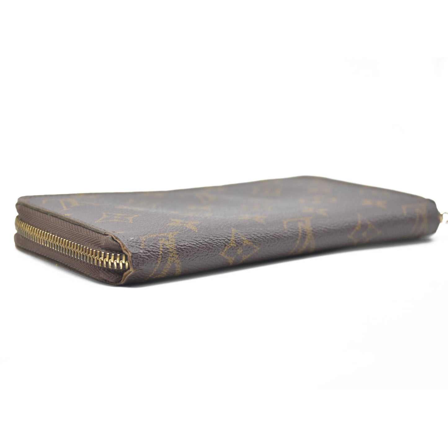 $915 Louis Vuitton Monogram Zippy Zip Around Long Wallet Purse Brown SP0028