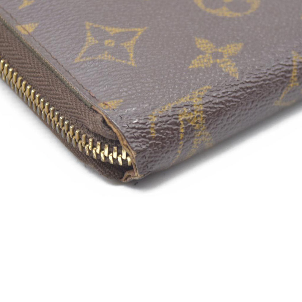 $915 Louis Vuitton Monogram Zippy Zip Around Long Wallet Purse Brown SP0028