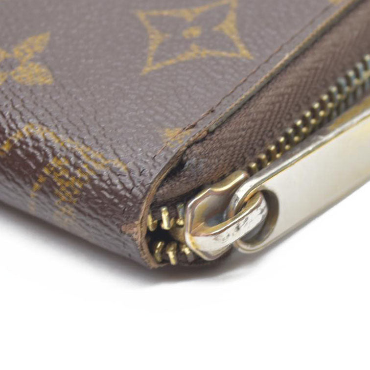 $915 Louis Vuitton Monogram Zippy Zip Around Long Wallet Purse Brown SP0028