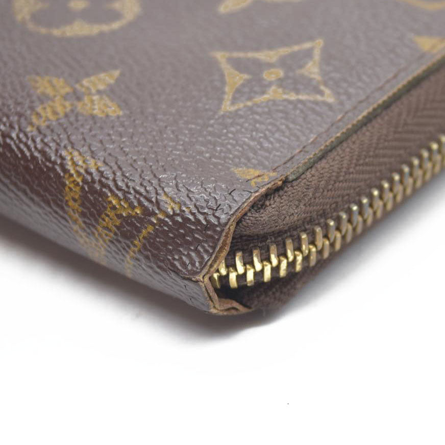 $915 Louis Vuitton Monogram Zippy Zip Around Long Wallet Purse Brown SP0028