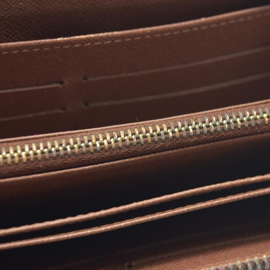 $915 Louis Vuitton Monogram Zippy Zip Around Long Wallet Purse Brown SP0028