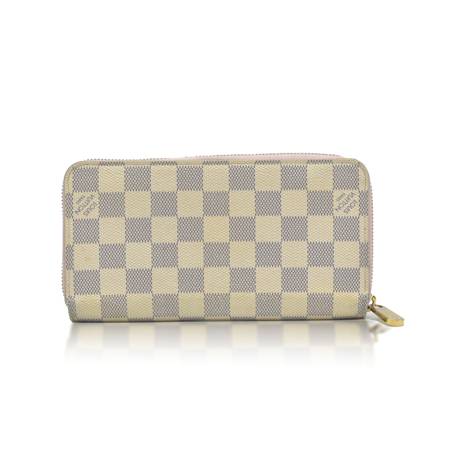 $915 2019 LOUIS VUITTON Zippy Wallet Damier Azur Long Wallet Rose Ballerine  LM2189