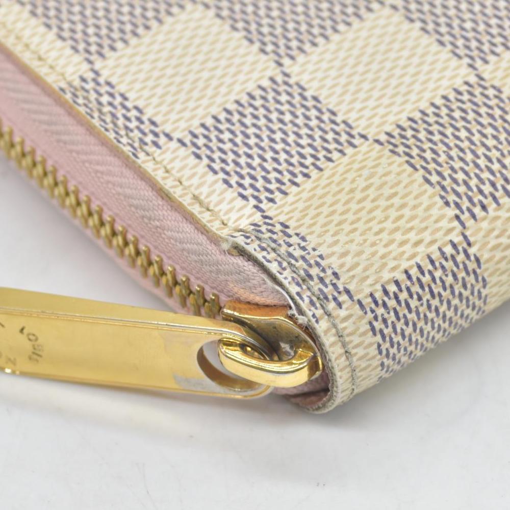 $915 2019 LOUIS VUITTON Zippy Wallet Damier Azur Long Wallet Rose Ballerine  LM2189
