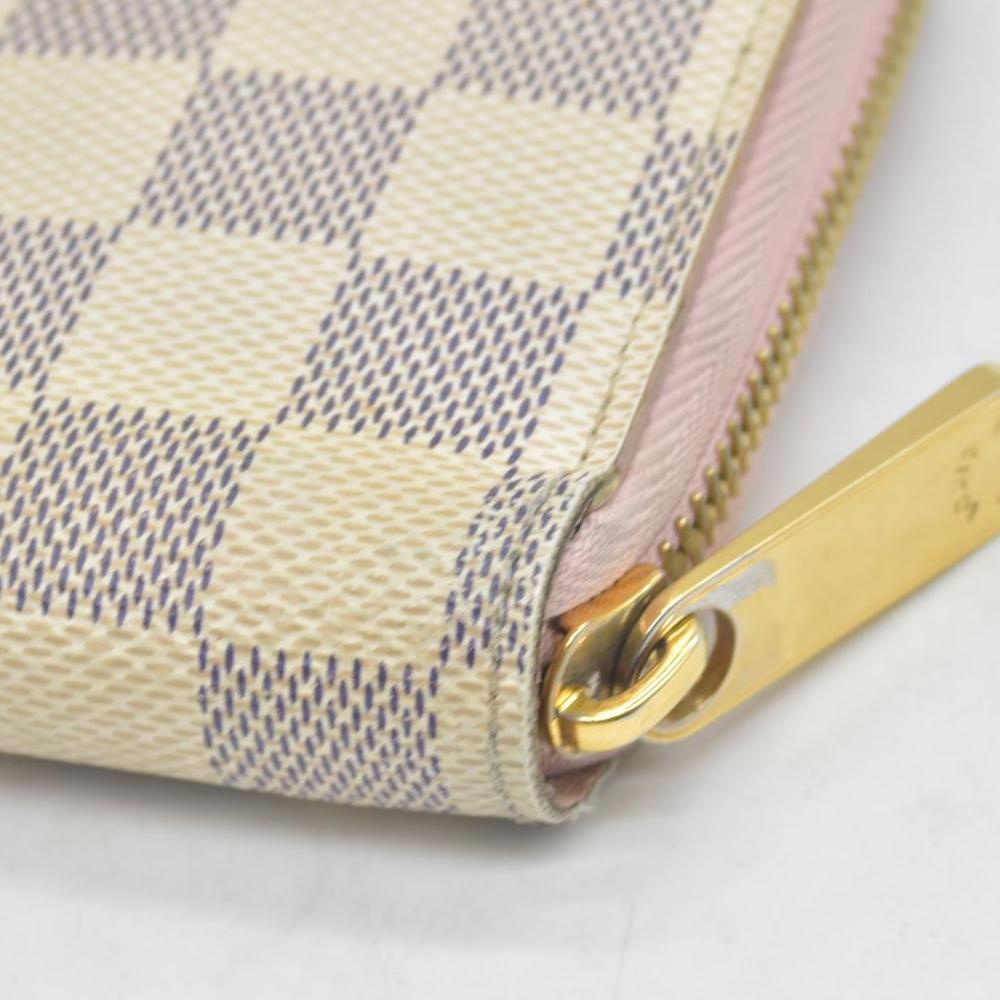 $915 2019 LOUIS VUITTON Zippy Wallet Damier Azur Long Wallet Rose Ballerine  LM2189