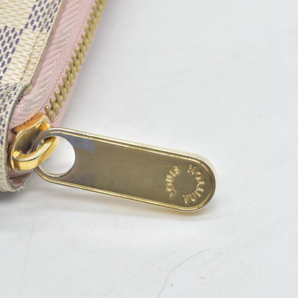 $915 2019 LOUIS VUITTON Zippy Wallet Damier Azur Long Wallet Rose Ballerine  LM2189