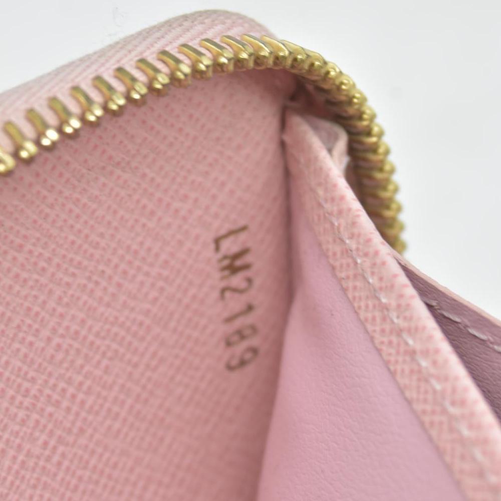 $915 2019 LOUIS VUITTON Zippy Wallet Damier Azur Long Wallet Rose Ballerine  LM2189