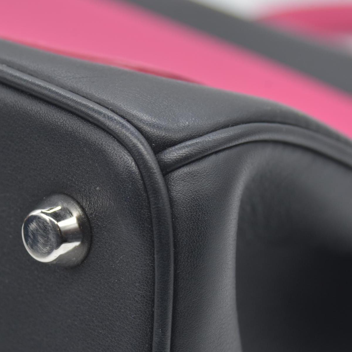 $6100 Christian Dior Smooth Calfskin Small Bi-Color Be Dior Flap Black Pink CONSIGNMET