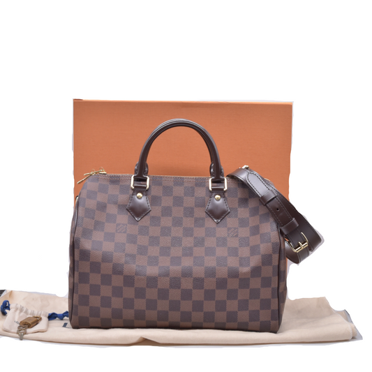 $2040 2018 Louis Vuitton  Damier Ebene Speedy Bandouliere 30 AA0198