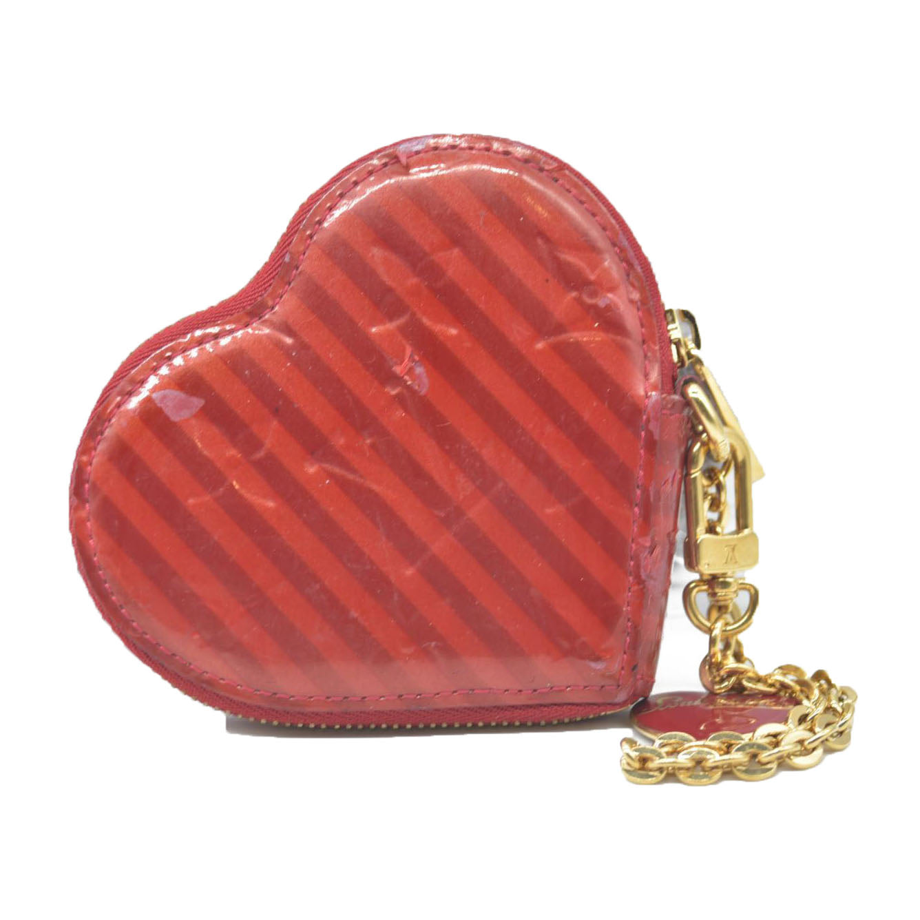 $490 Louis Vuitton  Vernis Rayures Coeur Heart Coin Purse TS4187