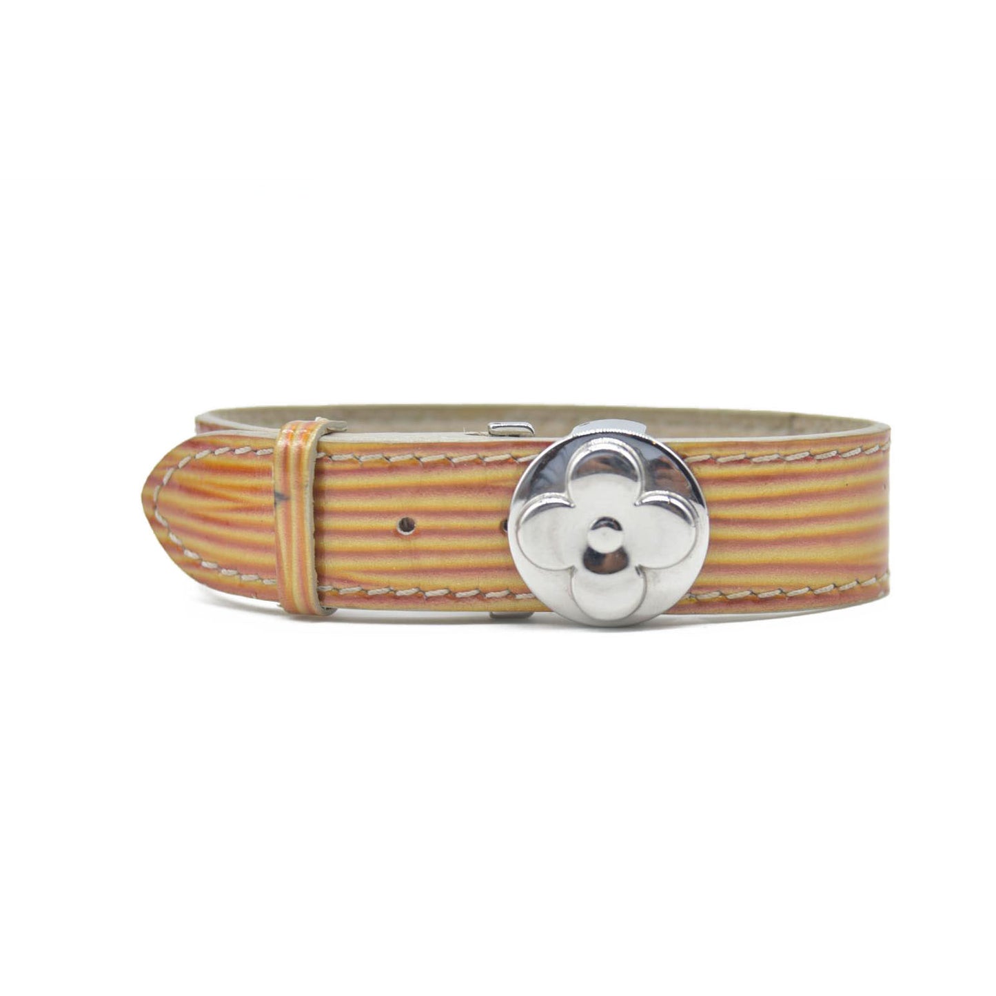 $475 Louis Vuitton Leather Epi Wish Wrap Bracelet Brown SN1909