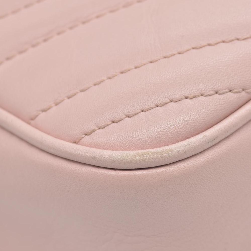 $1950 Gucci Calfskin Matelasse Small GG Marmont Chain Shoulder Bag Perfect Pink