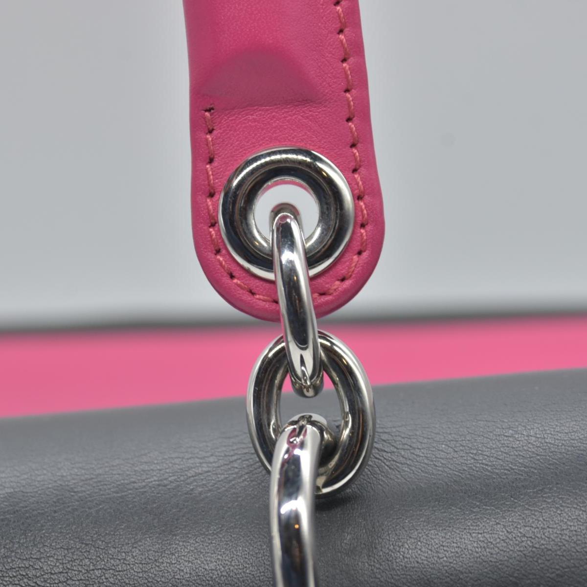$6100 Christian Dior Smooth Calfskin Small Bi-Color Be Dior Flap Black Pink CONSIGNMET
