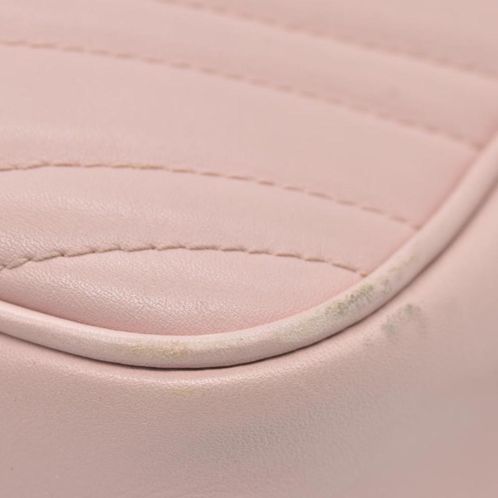 $1950 Gucci Calfskin Matelasse Small GG Marmont Chain Shoulder Bag Perfect Pink