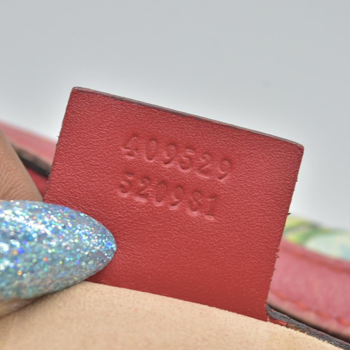 $1390 Gucci GG Supreme Monogram Blooms Small Boston Beige Blue Navy Hibiscus Red