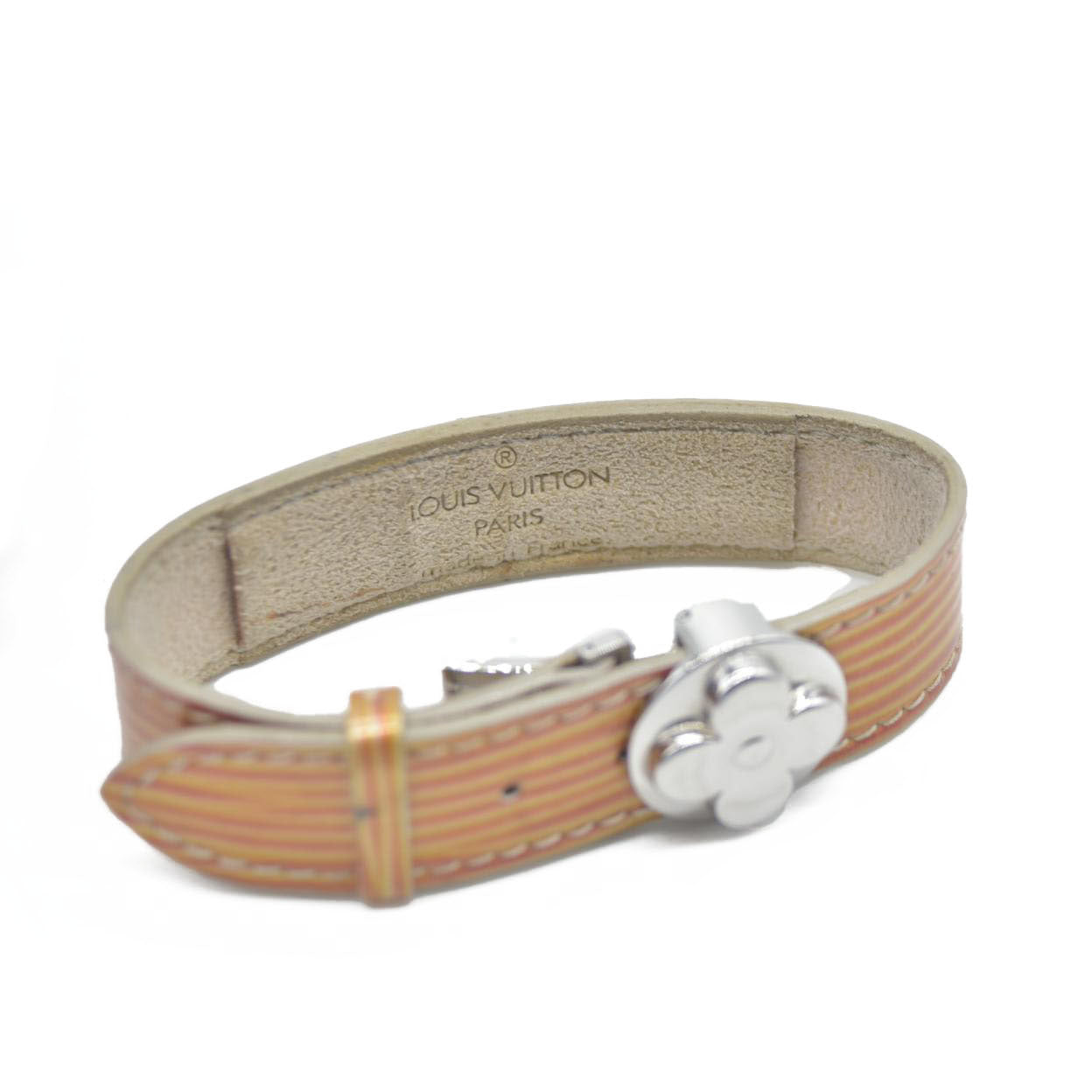 $475 Louis Vuitton Leather Epi Wish Wrap Bracelet Brown SN1909