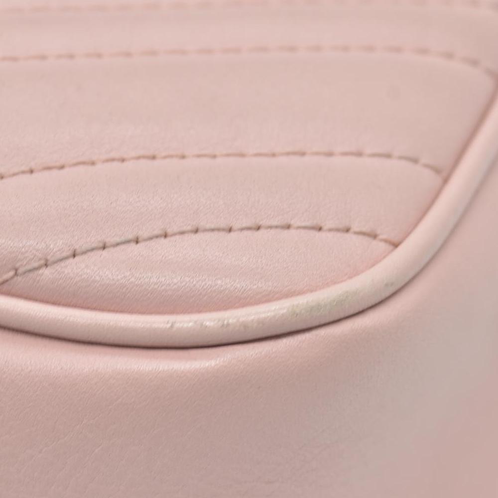 $1950 Gucci Calfskin Matelasse Small GG Marmont Chain Shoulder Bag Perfect Pink