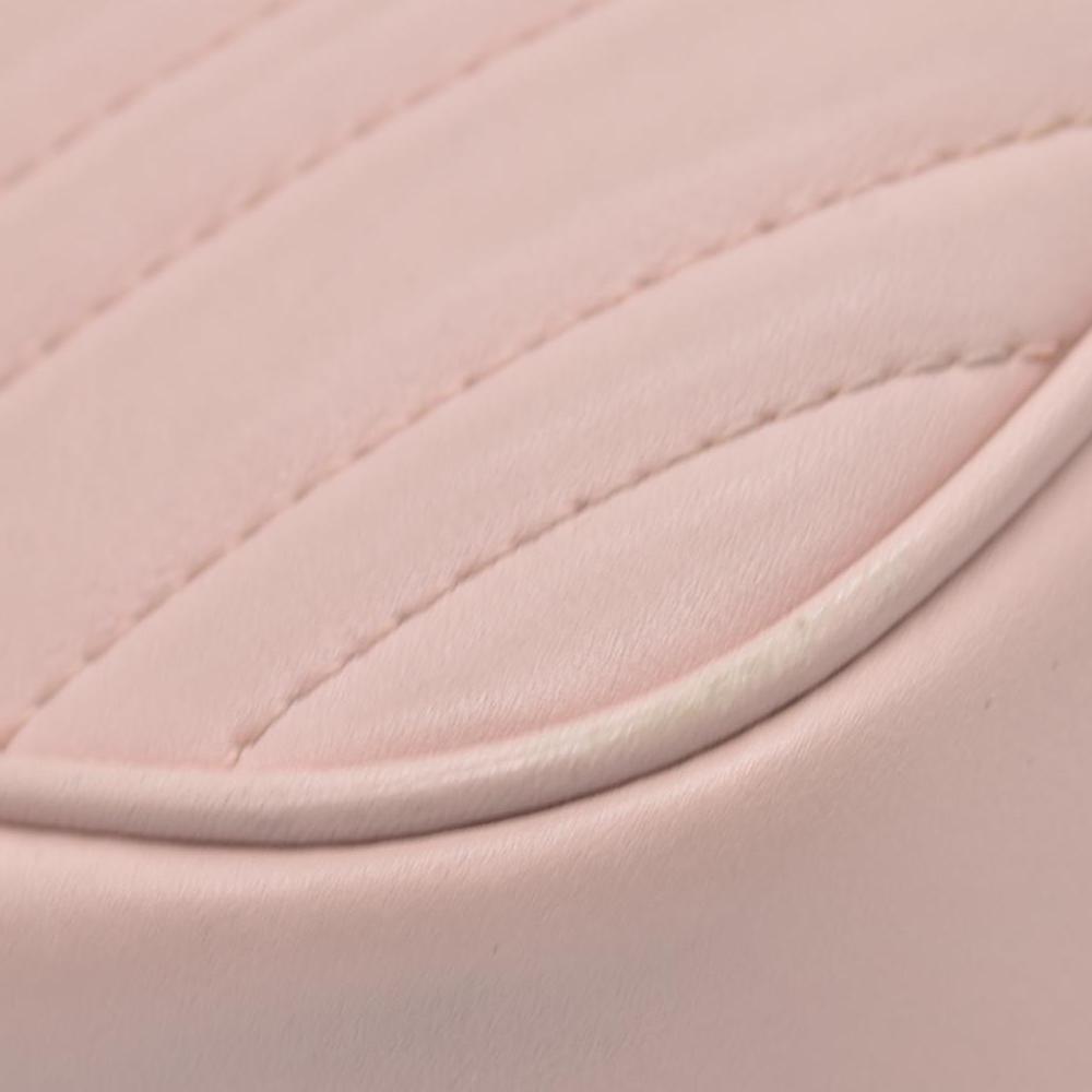 $1950 Gucci Calfskin Matelasse Small GG Marmont Chain Shoulder Bag Perfect Pink